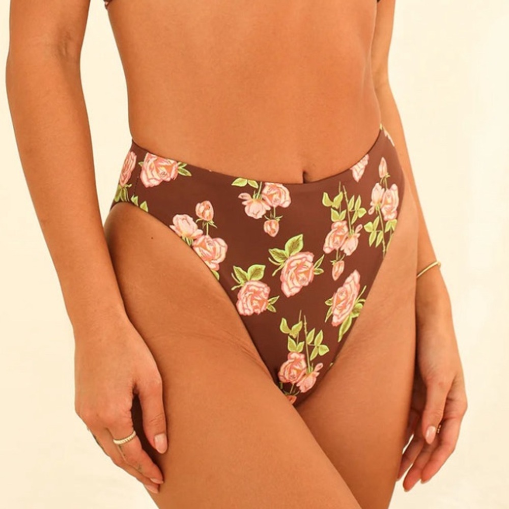 Dippin' Daisy's Seashore High Waist Cheeky Bikini Bottom Rosebud NWT Size Large